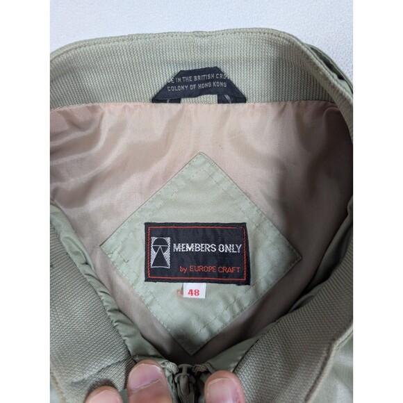 Vintage Members Only Jacket Mens 48 Green Full Zip Bomber Pockets Lined Racer - Picture 4 of 9